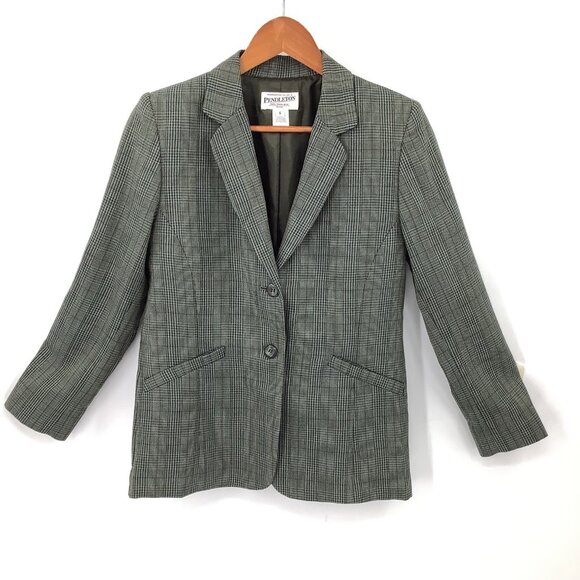 Pendleton Jackets & Blazers - Pendleton Women's Blazer Green Plaid Size 6P 100% Virgin Wool Tailored